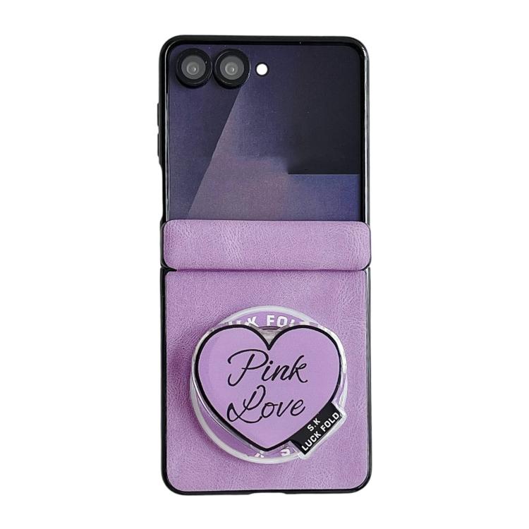 For Galaxy Z Flip7 5G Vegan Leather Dual Axis Magnetic Shockproof Phone Case with Hand Strap