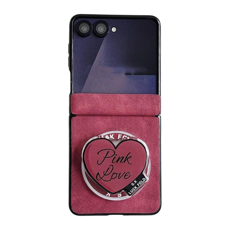 For Galaxy Z Flip7 5G Vegan Leather Dual Axis Magnetic Shockproof Phone Case with Hand Strap