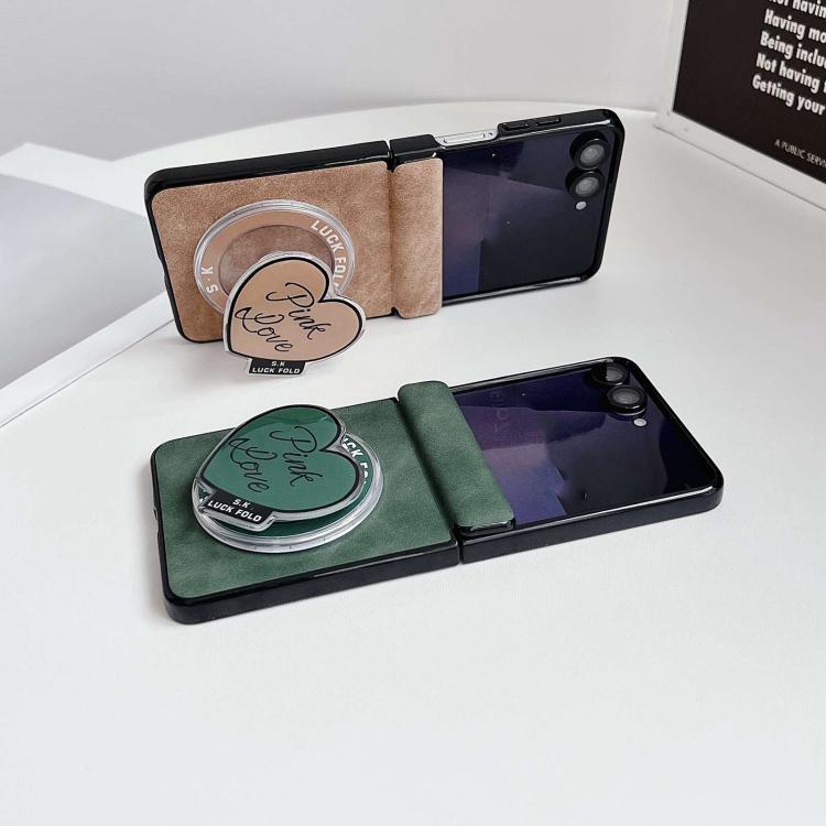 For Galaxy Z Flip7 5G Vegan Leather Dual Axis Magnetic Shockproof Phone Case with Hand Strap