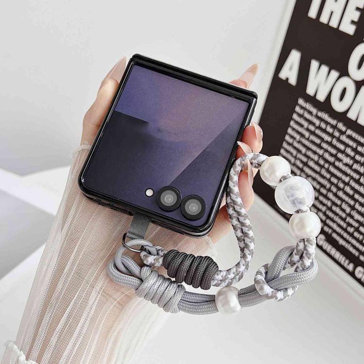For Galaxy Z Flip7 5G Vegan Leather Dual Axis Magnetic Shockproof Phone Case with Hand Strap