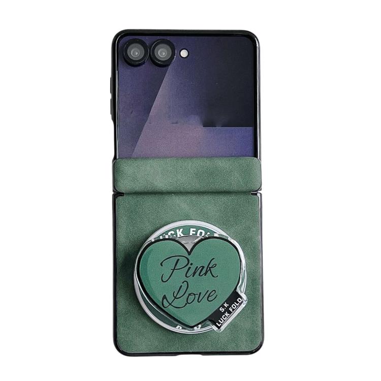 For Galaxy Z Flip7 5G Vegan Leather Dual Axis Magnetic Shockproof Phone Case with Hand Strap