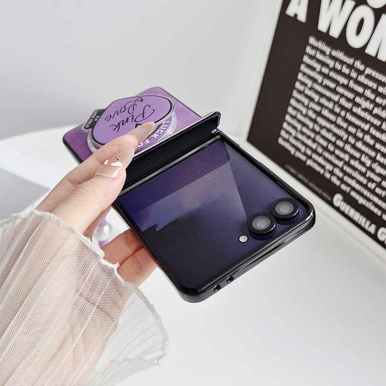 For Galaxy Z Flip7 5G Vegan Leather Dual Axis Magnetic Shockproof Phone Case with Hand Strap