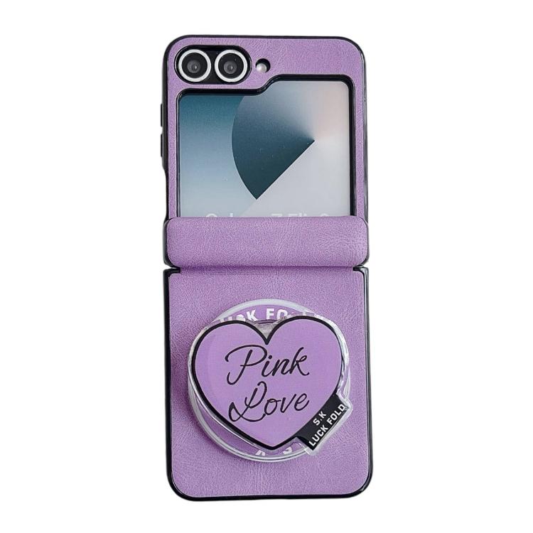 For Galaxy Z Flip5 Vegan Leather Dual Axis Magnetic Shockproof Phone Case with Hand Strap
