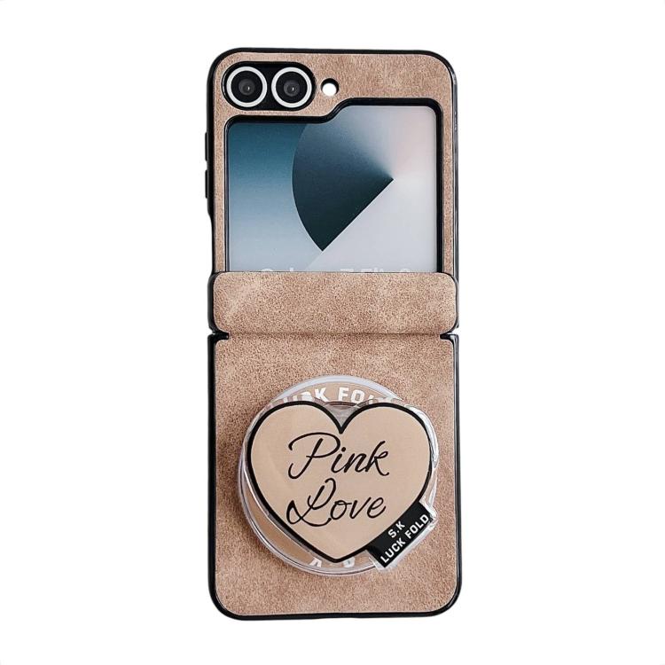 For Galaxy Z Flip5 Vegan Leather Dual Axis Magnetic Shockproof Phone Case with Hand Strap