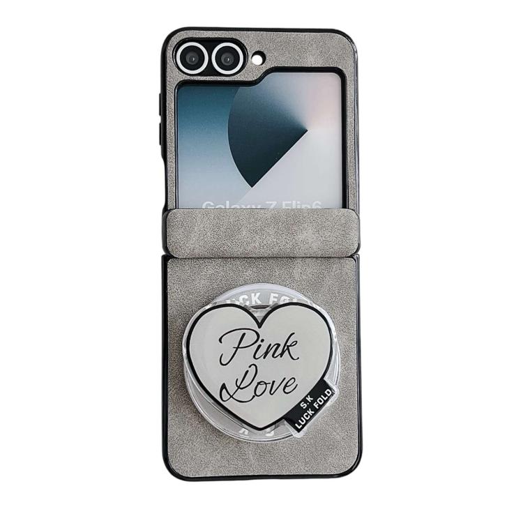 For Galaxy Z Flip5 Vegan Leather Dual Axis Magnetic Shockproof Phone Case with Hand Strap