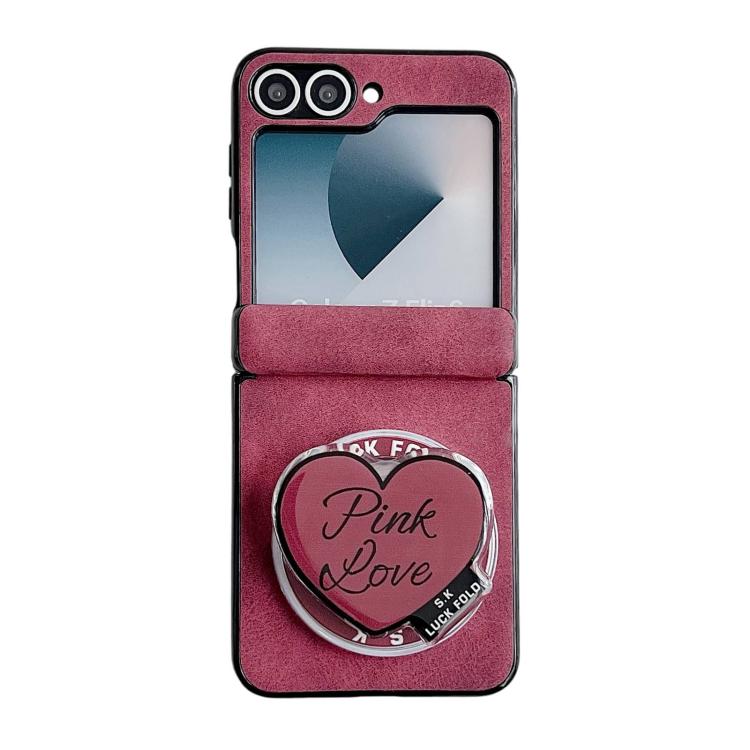 For Galaxy Z Flip5 Vegan Leather Dual Axis Magnetic Shockproof Phone Case with Hand Strap