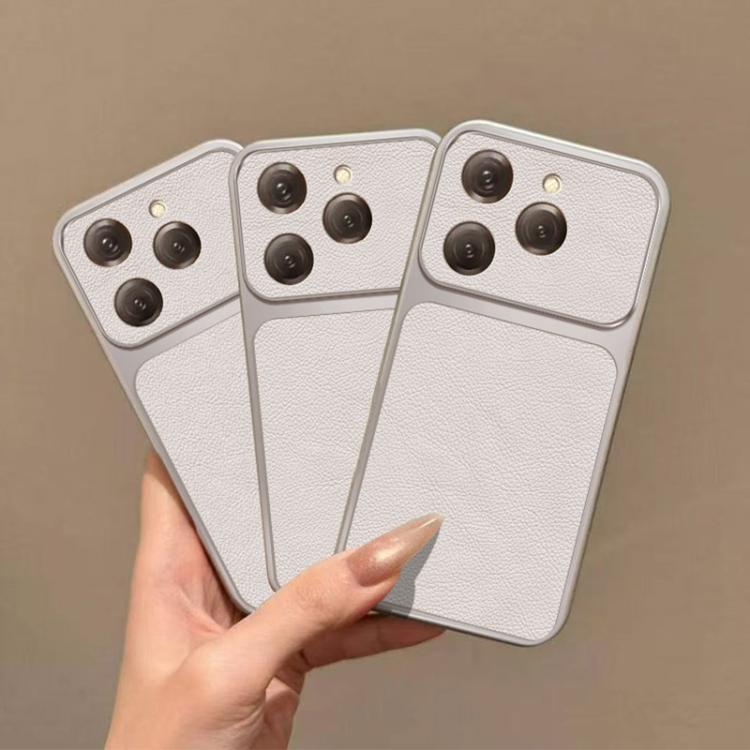 For Infinix Hot 40 Large Window Leather Textured Coated TPU Phone Case - White
