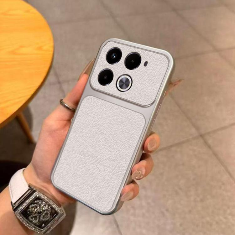 For Infinix Note 40 Pro Large Window Leather Textured Coated TPU Phone Case - White