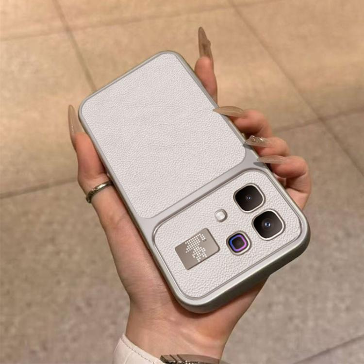 For Infinix Note 60 Pro 5G Large Window Leather Textured Coated TPU Phone Case - White