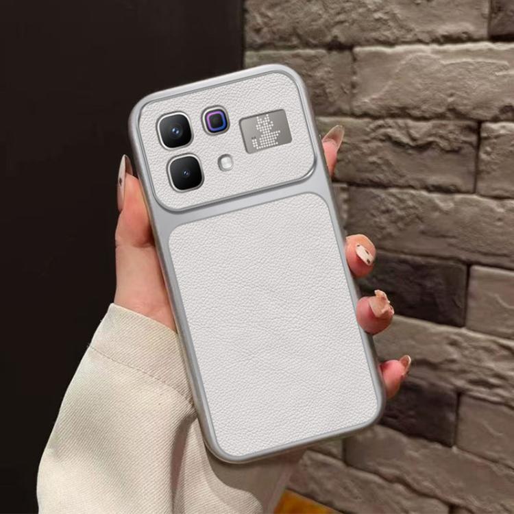 For Infinix Note 60 Pro 5G Large Window Leather Textured Coated TPU Phone Case - White
