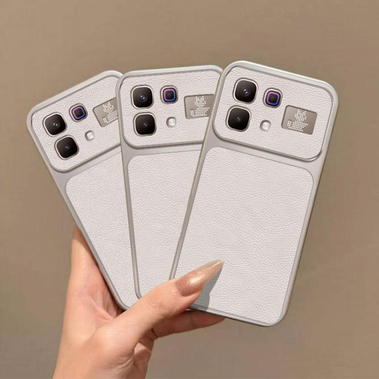For Infinix Note 60 Pro 5G Large Window Leather Textured Coated TPU Phone Case - White