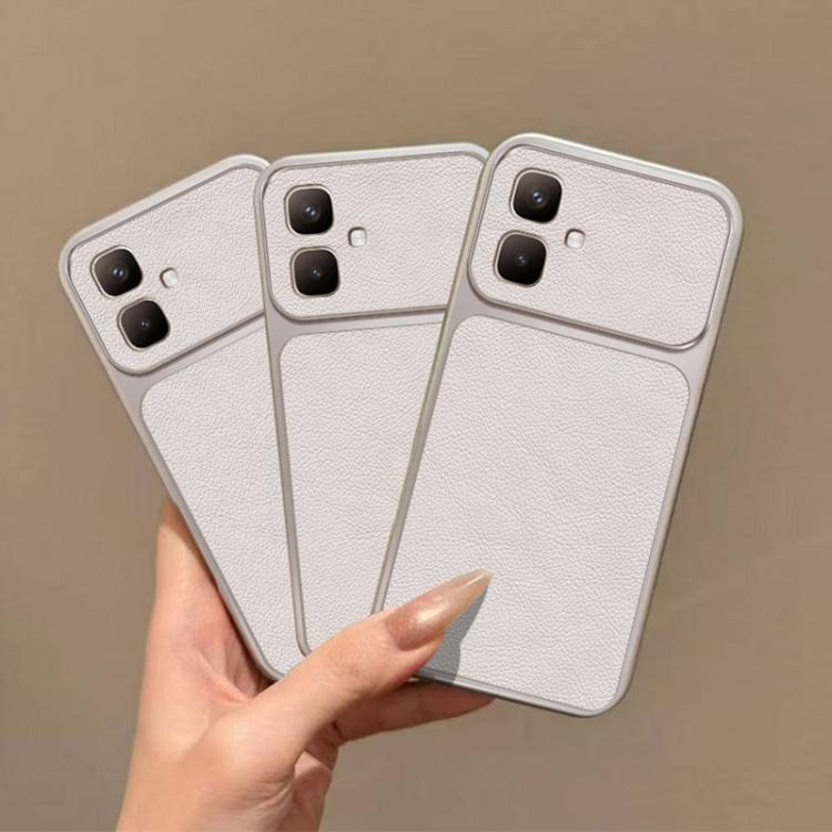 For Infinix Smart 20 4G Large Window Leather Textured Coated TPU Phone Case - White