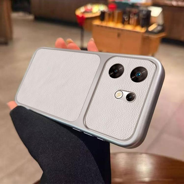 For Infinix Zero 30 4G Large Window Leather Textured Coated TPU Phone Case - White
