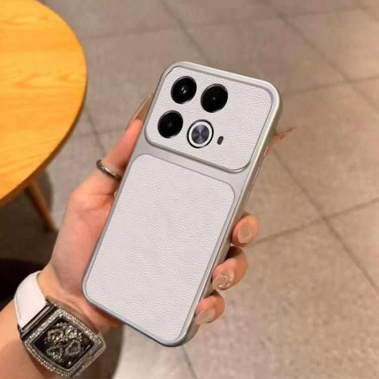 For Infinix Note 40 4G Large Window Leather Textured Coated TPU Phone Case - White