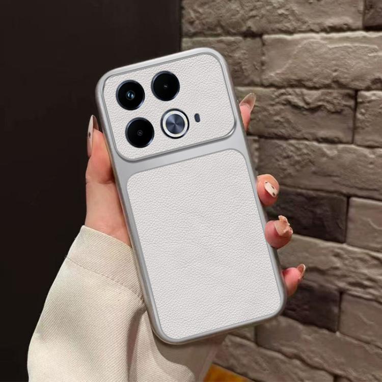 For Infinix Note 40 4G Large Window Leather Textured Coated TPU Phone Case - White