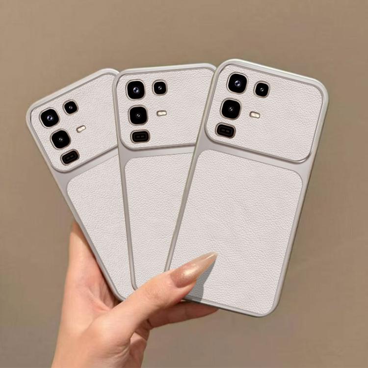 For Infinix Note 50 4G Large Window Leather Textured Coated TPU Phone Case - White