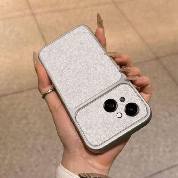 For Infinix Smart 9 Large Window Leather Textured Coated TPU Phone Case - White