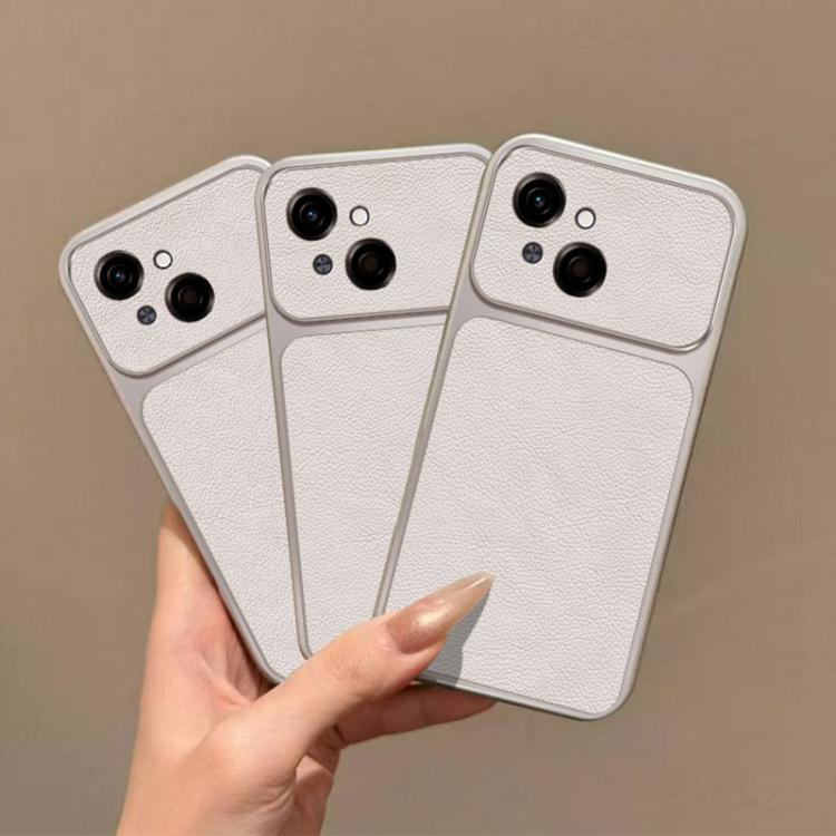 For Infinix Smart 9 Large Window Leather Textured Coated TPU Phone Case - White