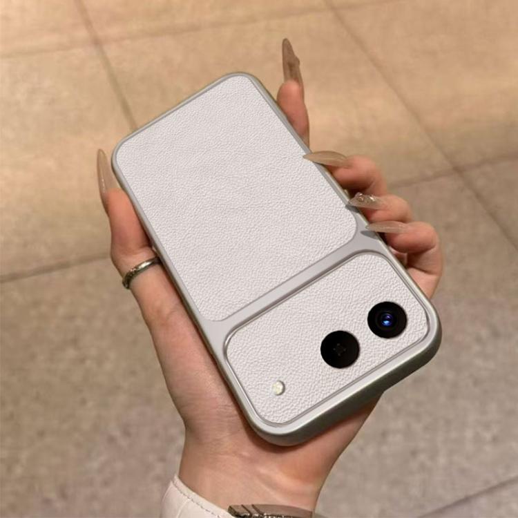 For Infinix Hot 60i 5G Large Window Leather Textured Coated TPU Phone Case - White