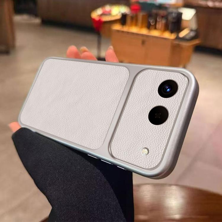 For Infinix Hot 60i 5G Large Window Leather Textured Coated TPU Phone Case - White