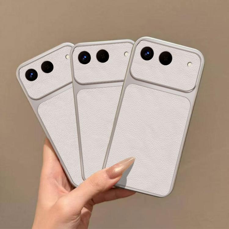 For Infinix Hot 60i 5G Large Window Leather Textured Coated TPU Phone Case - White
