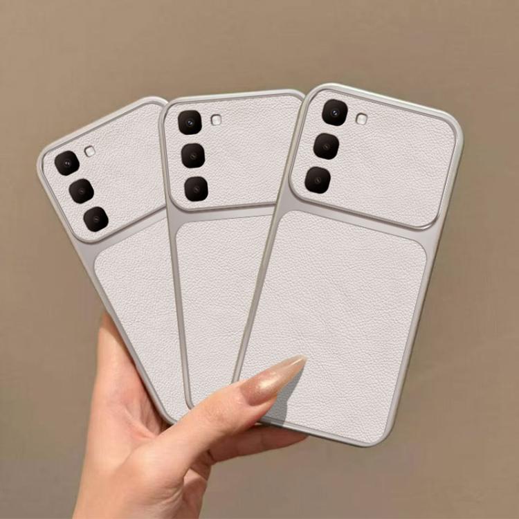 For Infinix Hot 70 4G Large Window Leather Textured Coated TPU Phone Case - White