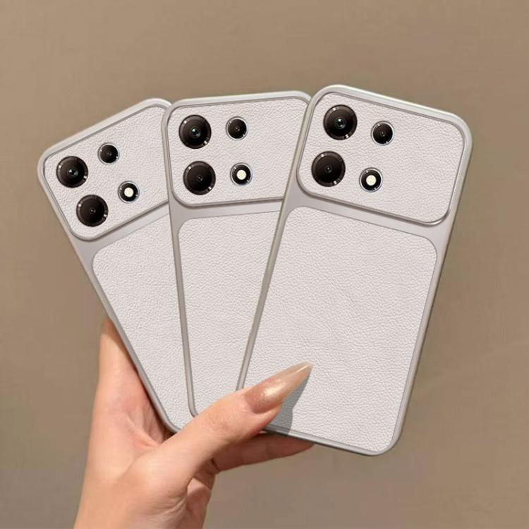 For Infinix Note 30 4G Large Window Leather Textured Coated TPU Phone Case - White