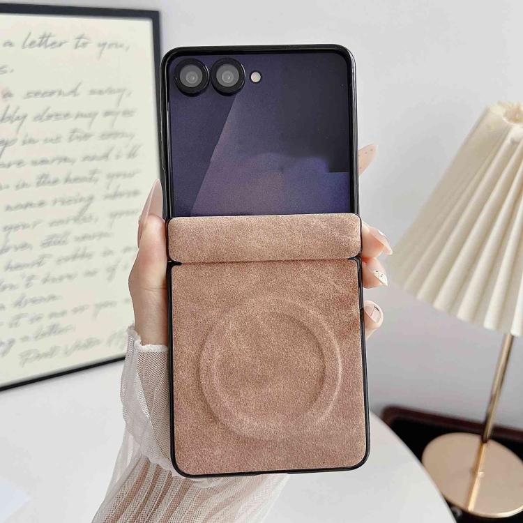 For Galaxy Z Flip7 5G Vegan Leather Axis Magnetic Shockproof Phone Case