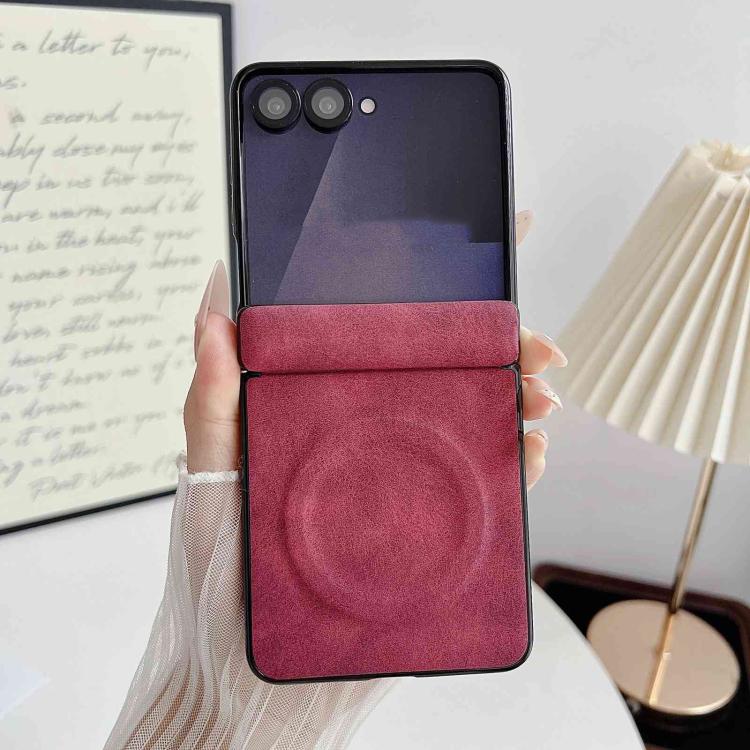For Galaxy Z Flip7 5G Vegan Leather Axis Magnetic Shockproof Phone Case