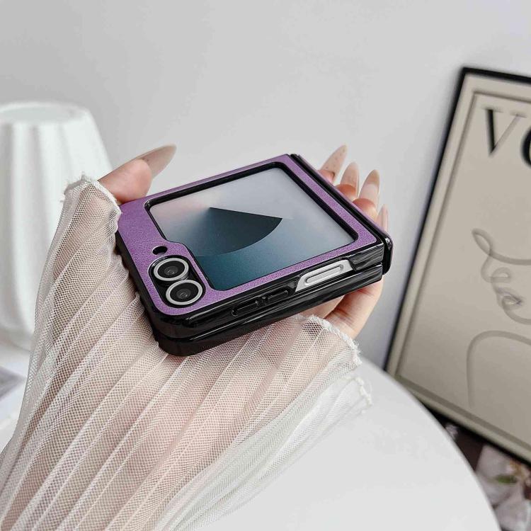 For Galaxy Z Flip5 Vegan Leather Axis Magnetic Shockproof Phone Case