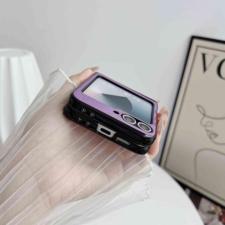 For Galaxy Z Flip5 Vegan Leather Axis Magnetic Shockproof Phone Case