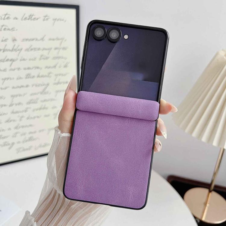 For Galaxy Z Flip7 5G Vegan Leather Axis Shockproof Phone Case