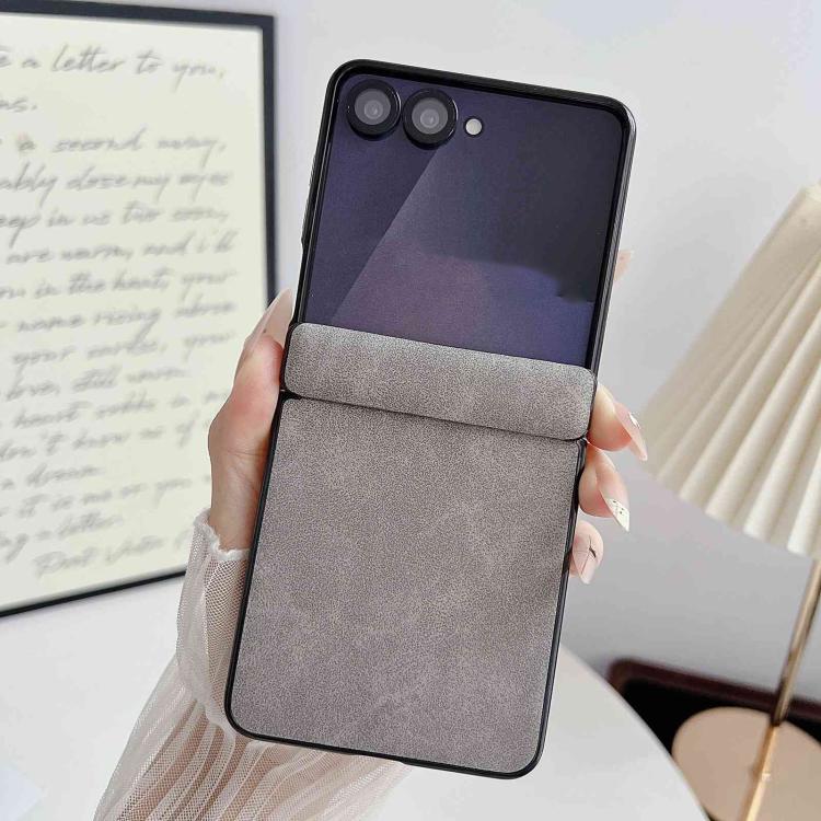 For Galaxy Z Flip7 5G Vegan Leather Axis Shockproof Phone Case