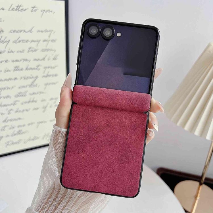 For Galaxy Z Flip7 5G Vegan Leather Axis Shockproof Phone Case
