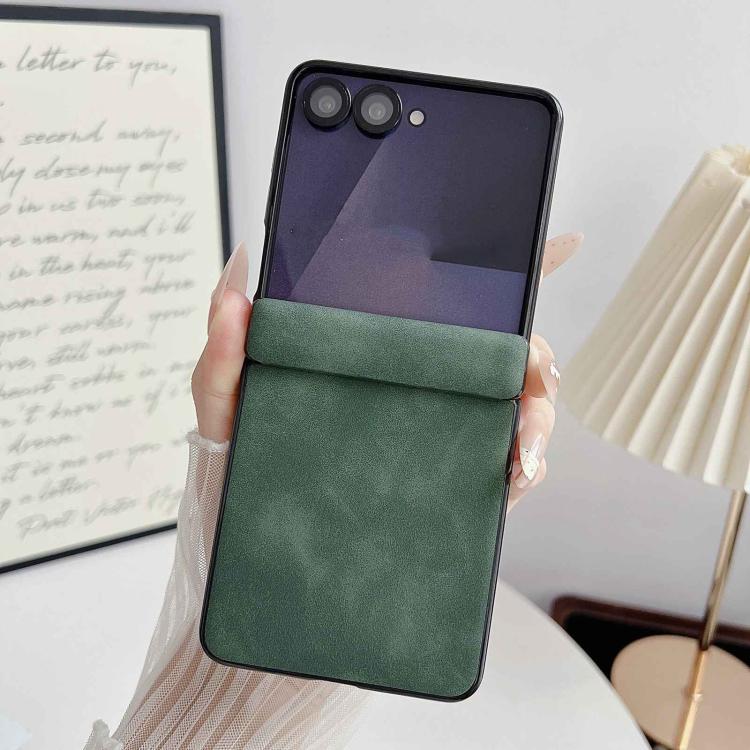 For Galaxy Z Flip7 5G Vegan Leather Axis Shockproof Phone Case