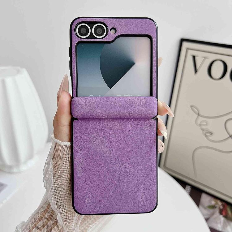 For Galaxy Z Flip5 Vegan Leather Axis Shockproof Phone Case
