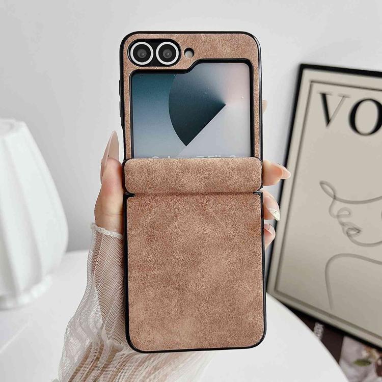 For Galaxy Z Flip5 Vegan Leather Axis Shockproof Phone Case