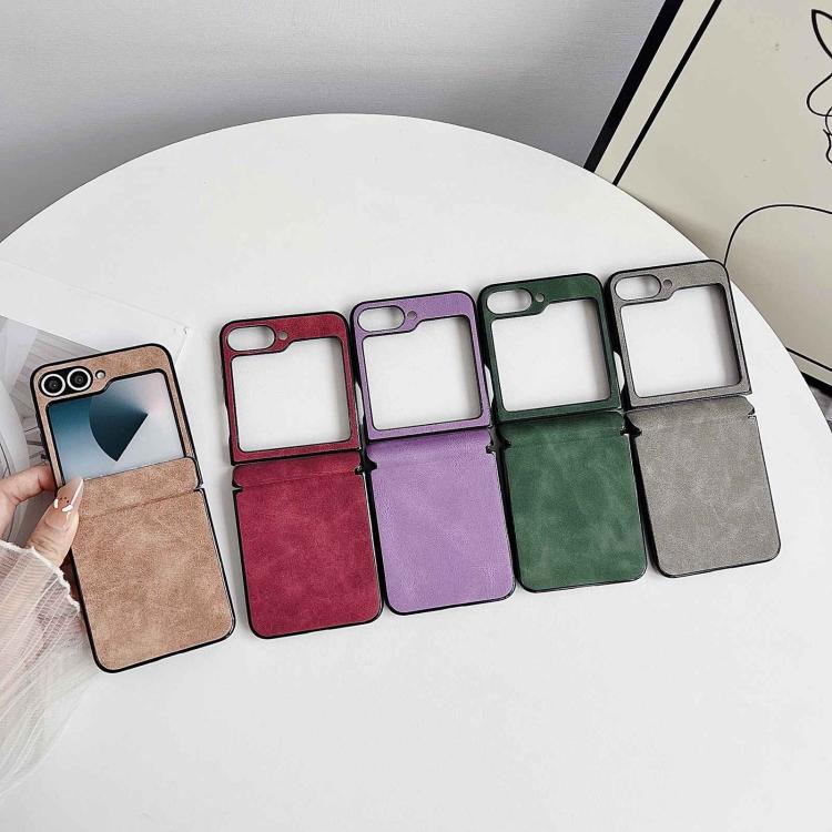 For Galaxy Z Flip5 Vegan Leather Axis Shockproof Phone Case