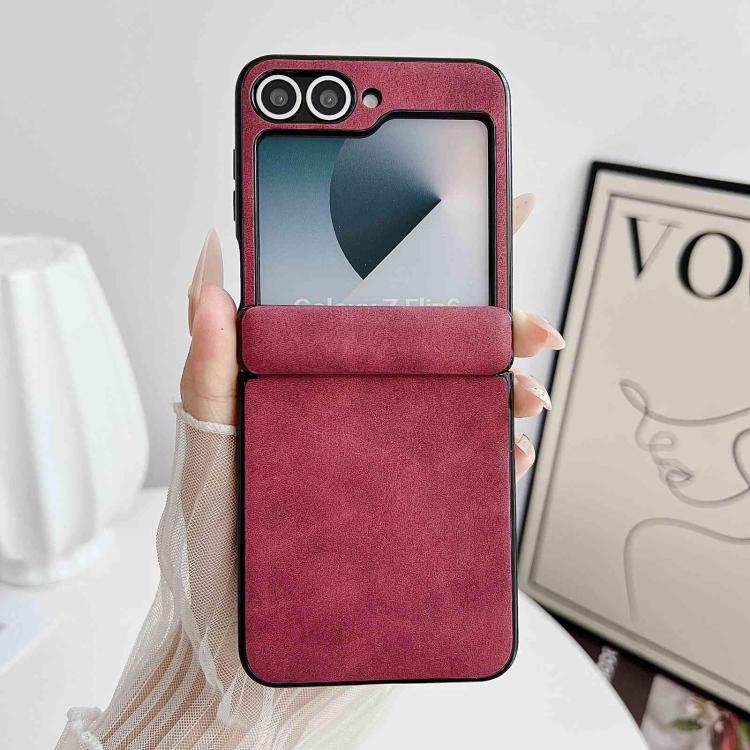 For Galaxy Z Flip5 Vegan Leather Axis Shockproof Phone Case