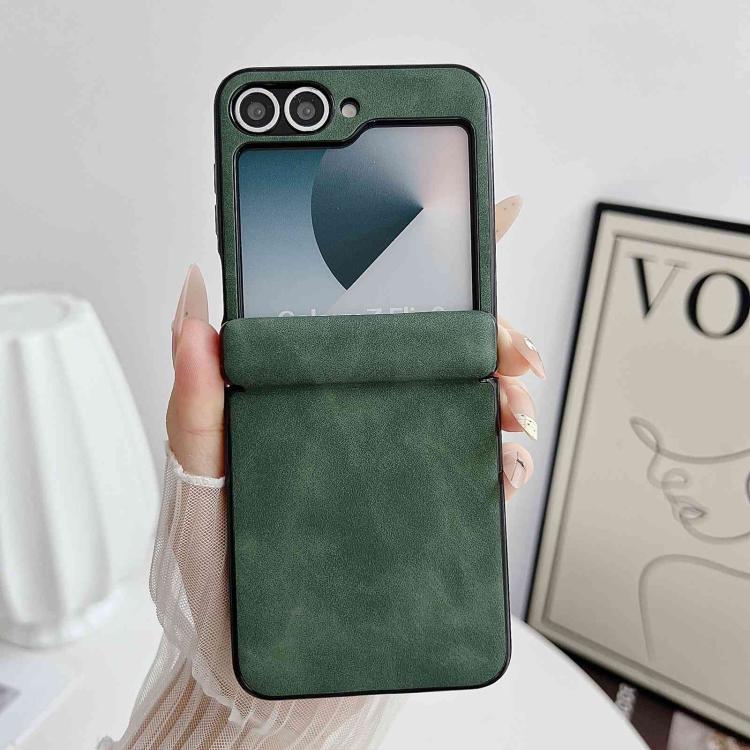 For Galaxy Z Flip5 Vegan Leather Axis Shockproof Phone Case