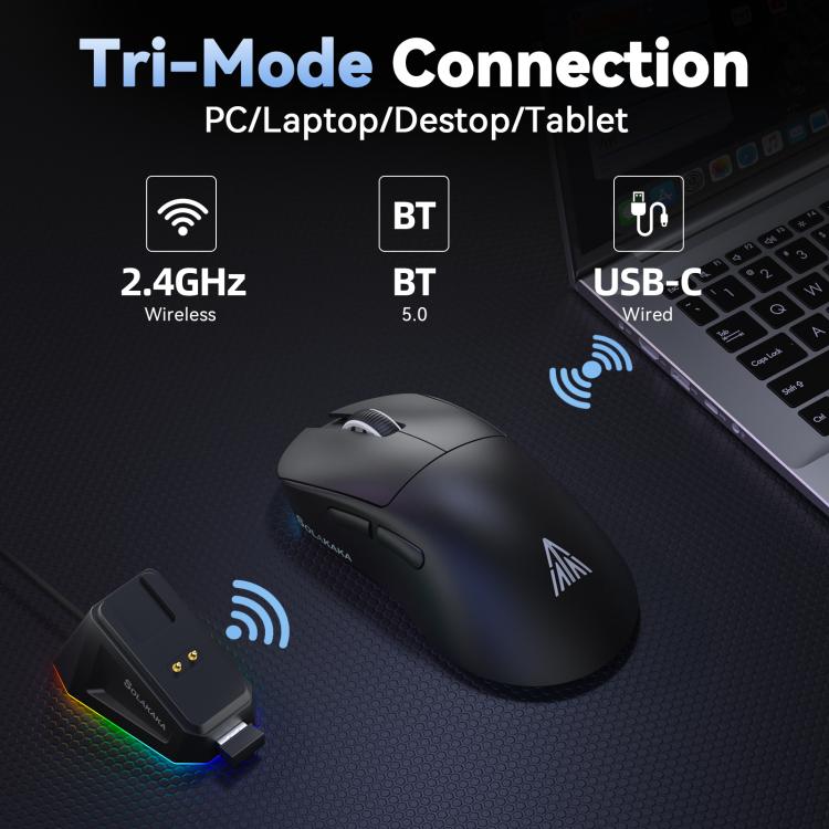 SOLAKAKA SM822 Tri-Mode 24000DPI 1000Hz Wireless Gaming Mouse with RGB Charging Dock