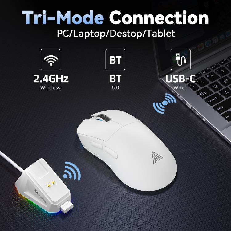 SOLAKAKA SM822 Tri-Mode 24000DPI 1000Hz Wireless Gaming Mouse with RGB Charging Dock