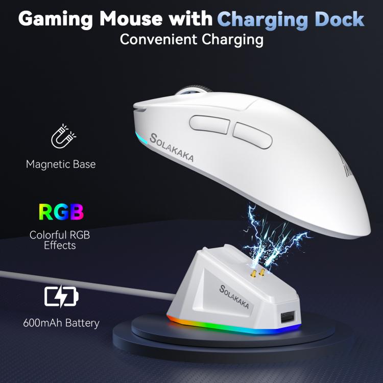 SOLAKAKA SM822 Tri-Mode 24000DPI 1000Hz Wireless Gaming Mouse with RGB Charging Dock