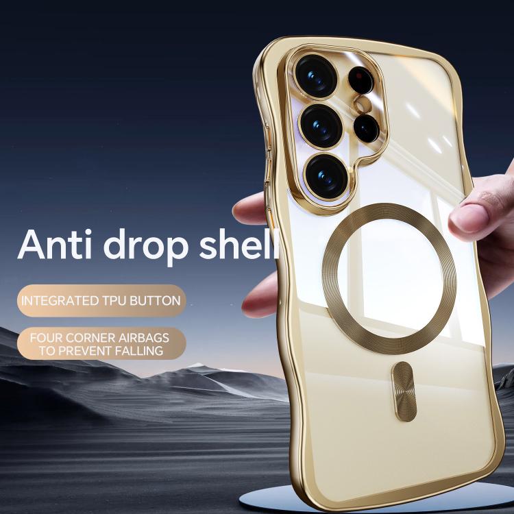 For Galaxy S26 Ultra 5G Big Wave Electroplating MagSafe Magnetic Phone Case