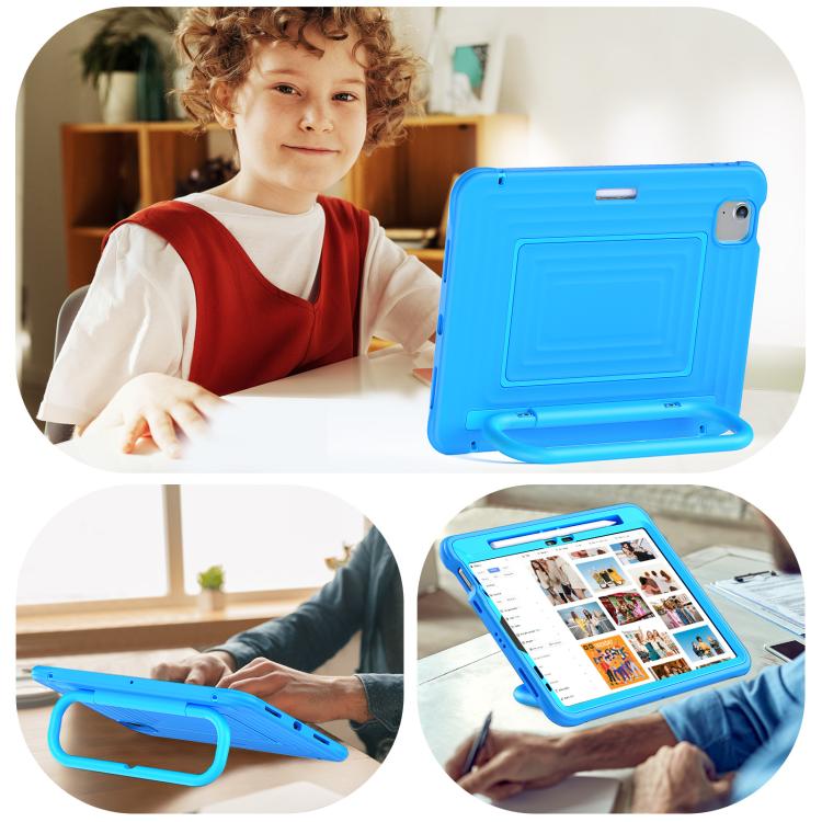 For iPad Air 11 2026 / 2025 / 2024 Handle Holder Ripple Silicone Hybrid PC Tablet Case with Shoulder Strap