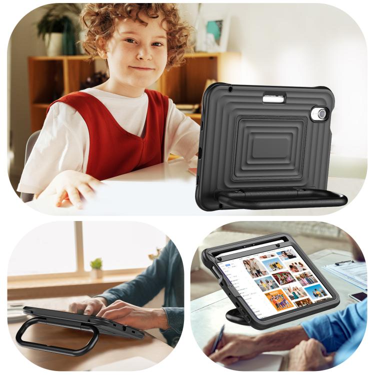For iPad mini 2024 / mini 6 Handle Holder Ripple Silicone Hybrid PC Tablet Case with Shoulder Strap