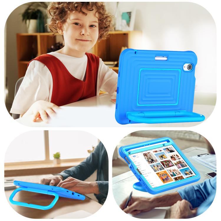For iPad mini 2024 / mini 6 Handle Holder Ripple Silicone Hybrid PC Tablet Case with Shoulder Strap