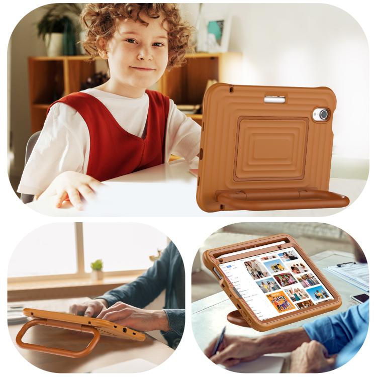 For iPad mini 2024 / mini 6 Handle Holder Ripple Silicone Hybrid PC Tablet Case with Shoulder Strap