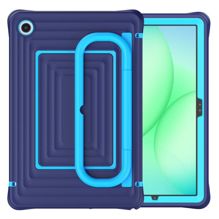 For Galaxy Tab A11+ / A9+ Handle Holder Ripple Silicone Hybrid PC Tablet Case with Shoulder Strap