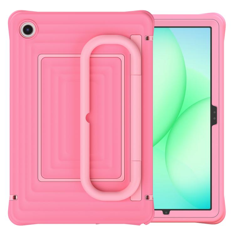 For Galaxy Tab A11+ / A9+ Handle Holder Ripple Silicone Hybrid PC Tablet Case with Shoulder Strap